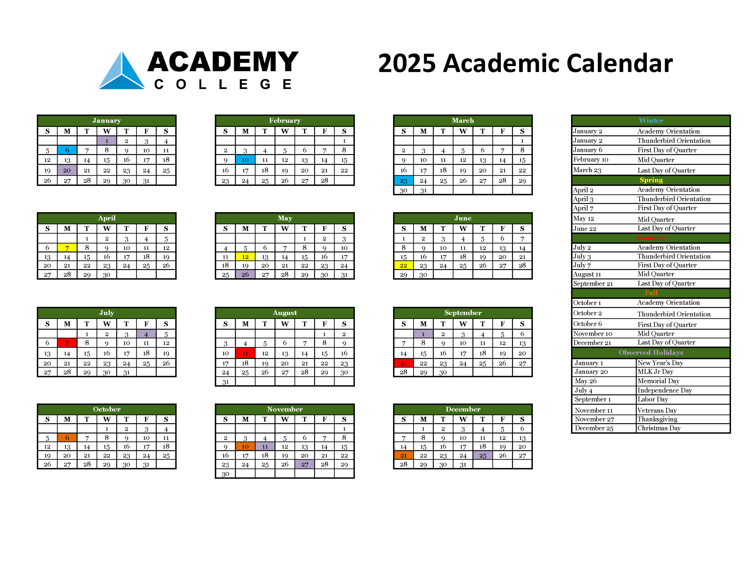 Academic Calendar
